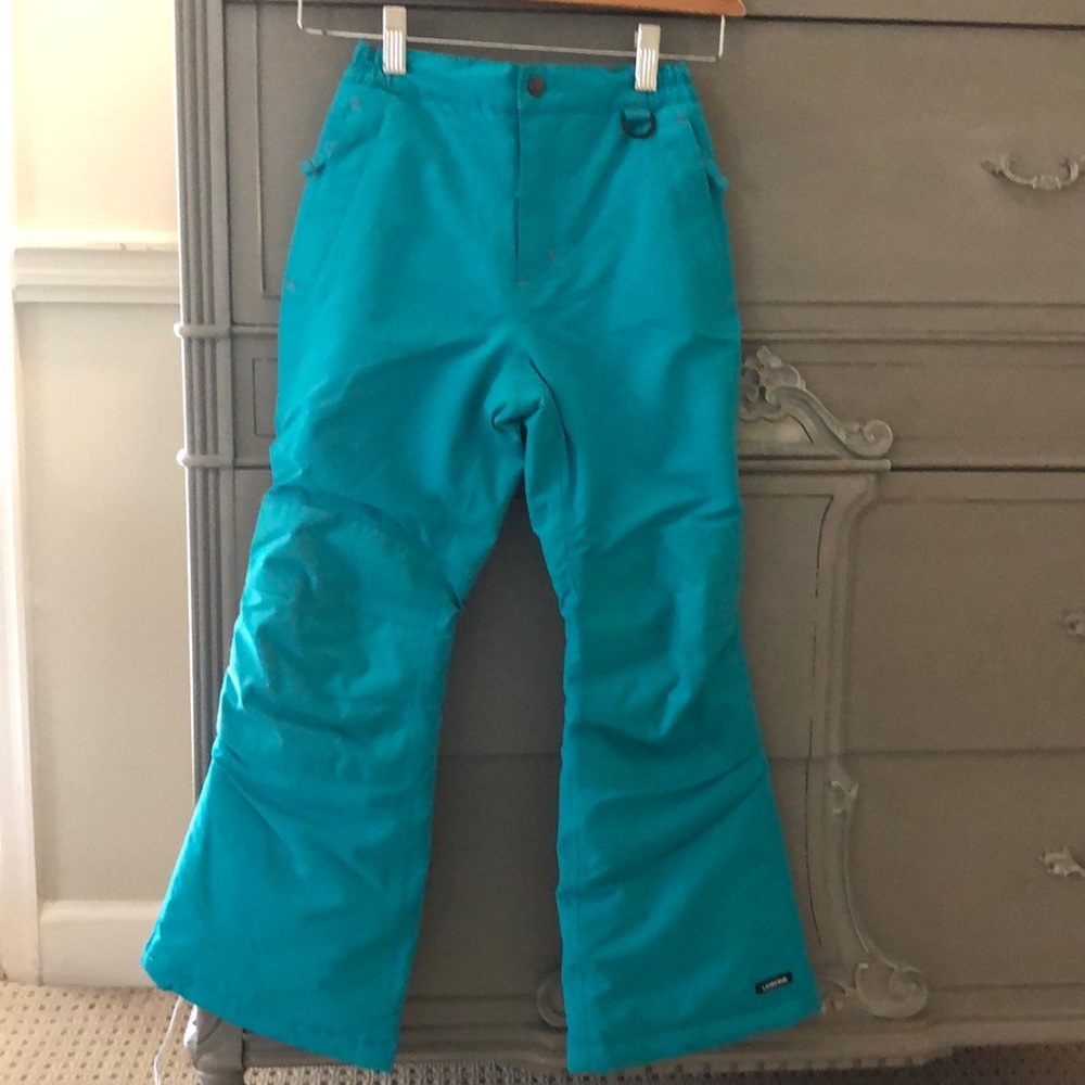 Size 7S girls Lands’ End teal skin pants